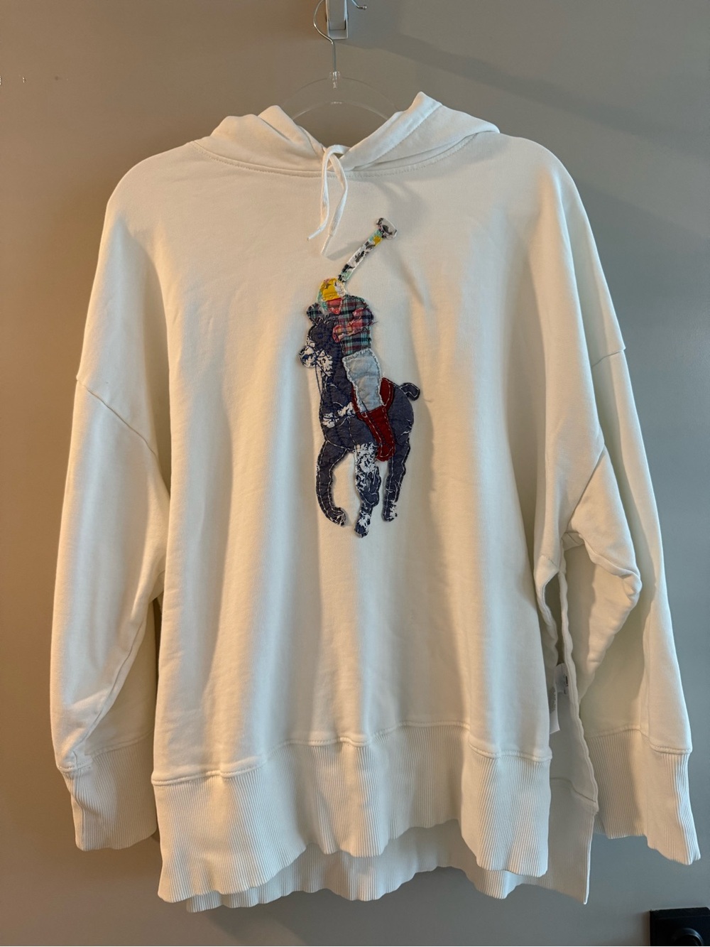Polo by Ralph Lauren Cream Oversized Hoodie with Embroidered Polo
